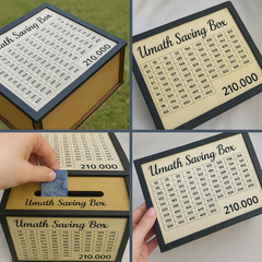 (30%OFF)3 In 1 Saving Box | Umrah Qurbani & Money Saving Box – Saving Box – Box For Saving | Plain Wooden Saving Box With 03 Sticker Of Umrah, Qurbani & Money Sticker